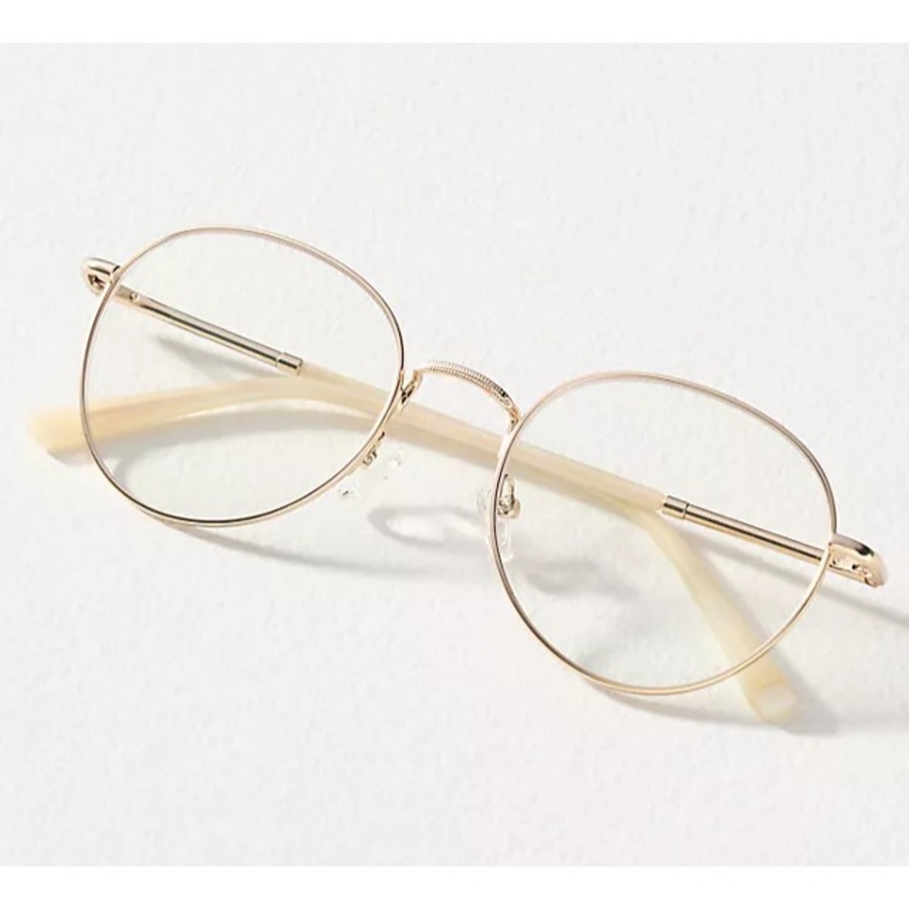 NEW Anthroplogie Peepers Gold Round Readers +1.25